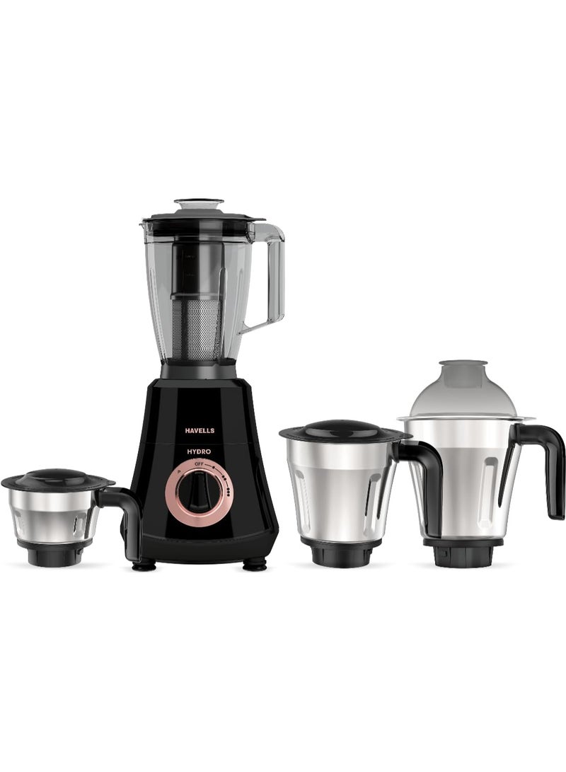 هافلز Havells Hydro Plus 1000 Watt Mixer Grinder 4 Jar Mixer Grinder |1.75L Break-Resistant Blending Jar | 304 SS Rust-Resistant Blades | 22000 RPM High-Speed Motor | 5-Year Motor Warranty (Black) - Image 1